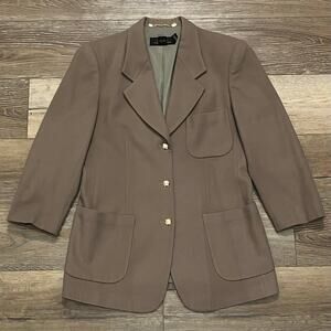 Vtg Classiques For Nordstrom Cashmere Wool Blazer M Gold Hardware Sage Luxury
